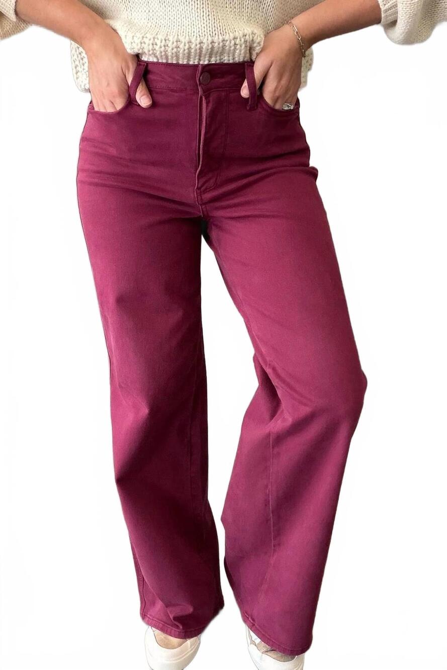NEW JUDY BLUE high waist tummy control retro wide jeans in boysenberry